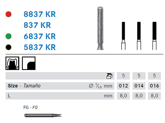 Komet 837KR diamond bur technical details