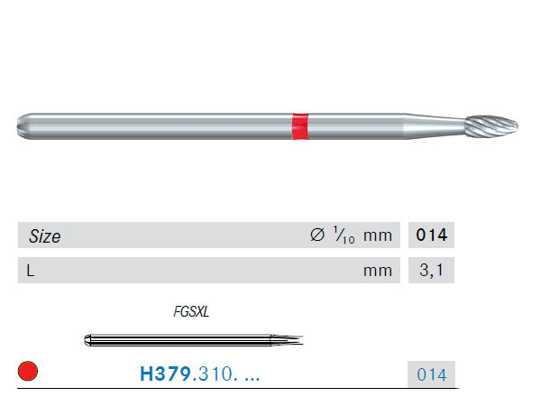 Load image into Gallery viewer, H379 extra surgical length FG bur in size 014 for periimplantitis