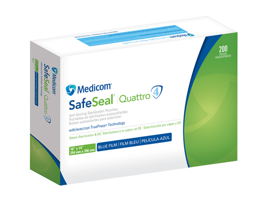 Medicom Safe-Seal Quattro Self-Sealing Sterilization Pouches 10 x 14 in