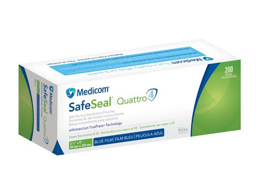 Medicom Safe-Seal Quattro Self-Sealing Sterilization Pouches 3.5 x 9 in