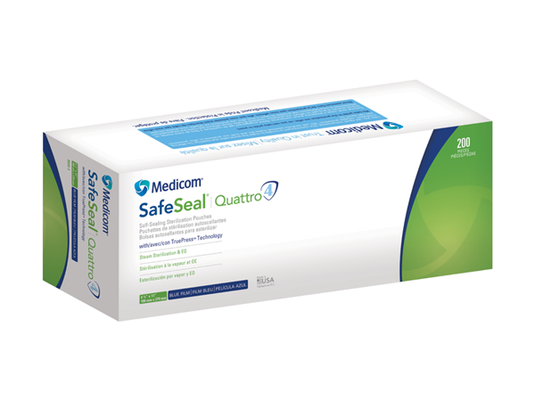 Medicom Safe-Seal Quattro Self-Sealing Sterilization Pouches 4.25 x 11 in