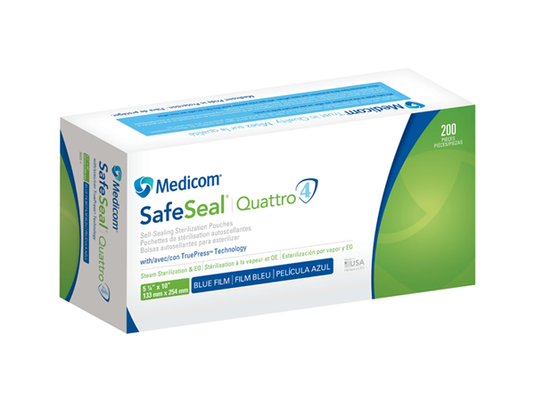 Medicom Safe-Seal Quattro Self-Sealing Sterilization Pouches 5.25 x 10 in