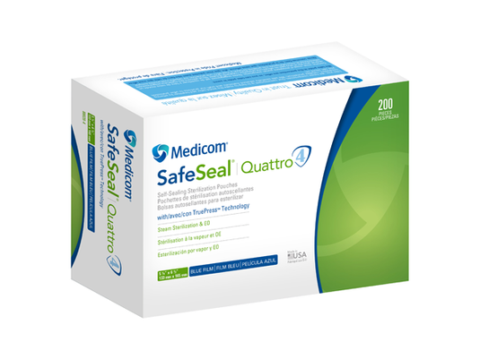 Medicom Safe-Seal Quattro Self-Sealing Sterilization Pouches 5.25 x 6.5 in