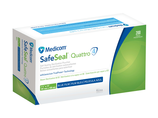 Load image into Gallery viewer, Medicom Safe-Seal Quattro Self-Sealing Sterilization Pouches 7.5 x 13 in