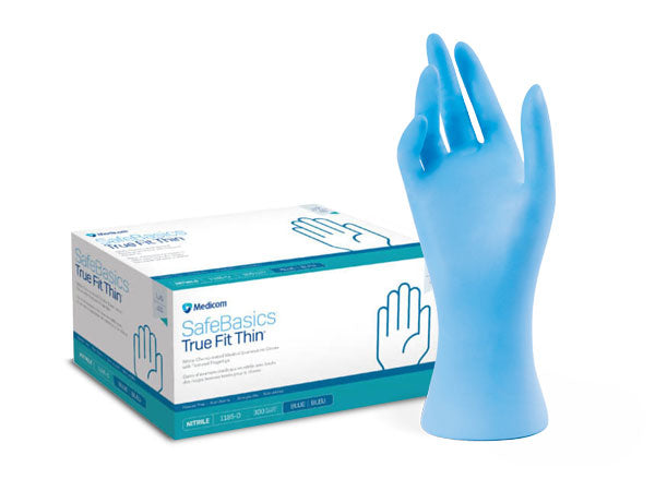 Medicom® SafeBasics™ True Fit Thin™ Blue Nitrile Gloves – Clinical