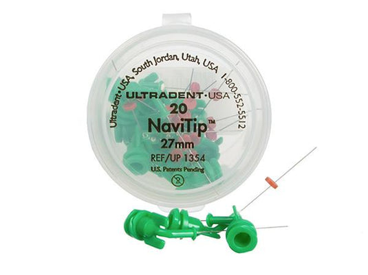 Ultradent NaviTips 30 Gauge 27mm Tip Green 20-Pack