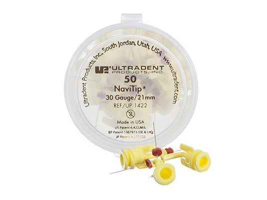 Ultradent NaviTips 30 Gauge 21mm Tip Yellow 50-Pack