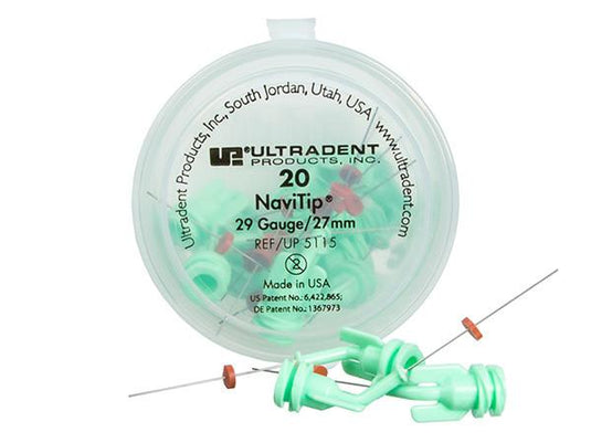 Ultradent NaviTips 29 Gauge 27mm Tip Green 20-Pack