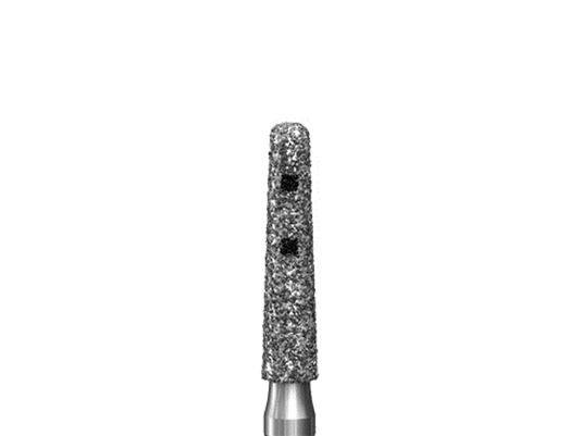 6847KRD Crown Preparation Diamond Bur by Komet . In detail with white background.