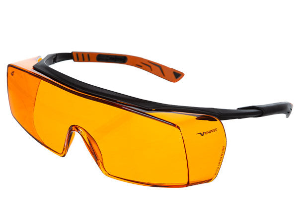 Chargez l&#39;image dans la visionneuse de la galerie, UltraTect protective glasses with orange lens for protection against the UV and blue light output of dental curing lights
