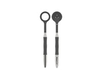 Black MirroSoft dental mirror shown from front and side profiles.