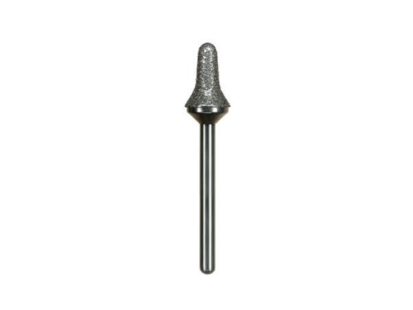 Load image into Gallery viewer, A close-up of a gross decay Calla Lily diamond dental bur on a white background.
