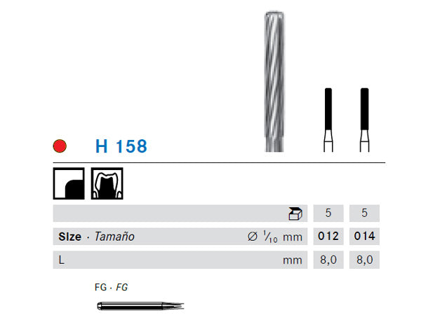Load image into Gallery viewer, Technical details of H158 tungsten carbide bur

