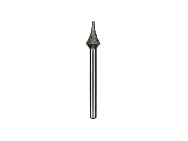 Load image into Gallery viewer, A close-up of a narrow, diamond-coated Calla Lily dental bur on a white background.
