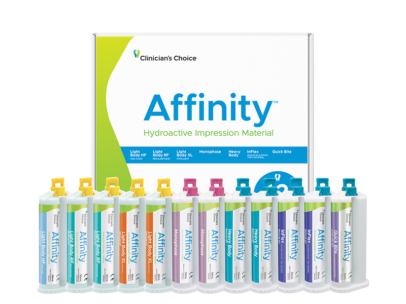 Load image into Gallery viewer, Clinician's Choice Affinity hydroactive impression material packaging with multiple tubes displayed.
