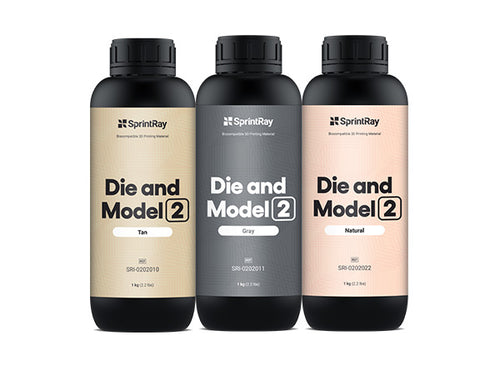 sprintray die and model 2 with three shades