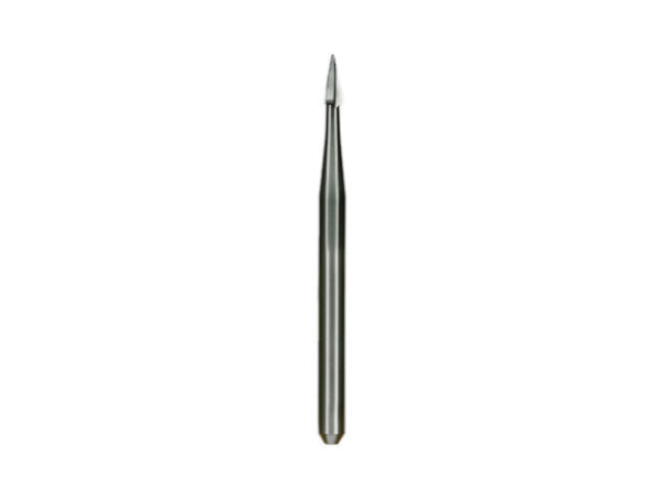 Load image into Gallery viewer, A close-up of a super narrow Calla Lily fissurotomy carbide dental bur on a white background.
