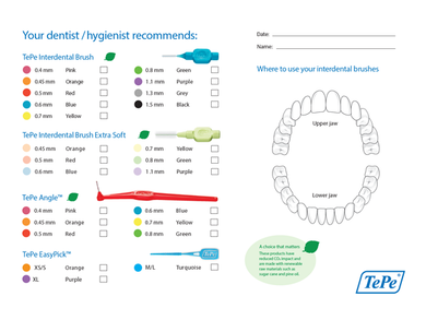 tepe prescription page displaying recommended toothbrushes