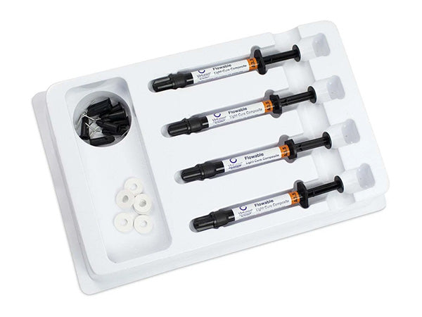 Load image into Gallery viewer, Set of dental materials including syringes and a tool on a white tray
